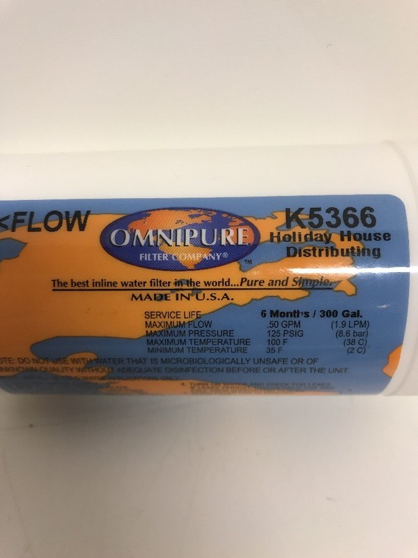 OmniPure Flow Inline Filter Chlorine Taste Odor K5366 USA 6 Month gallery