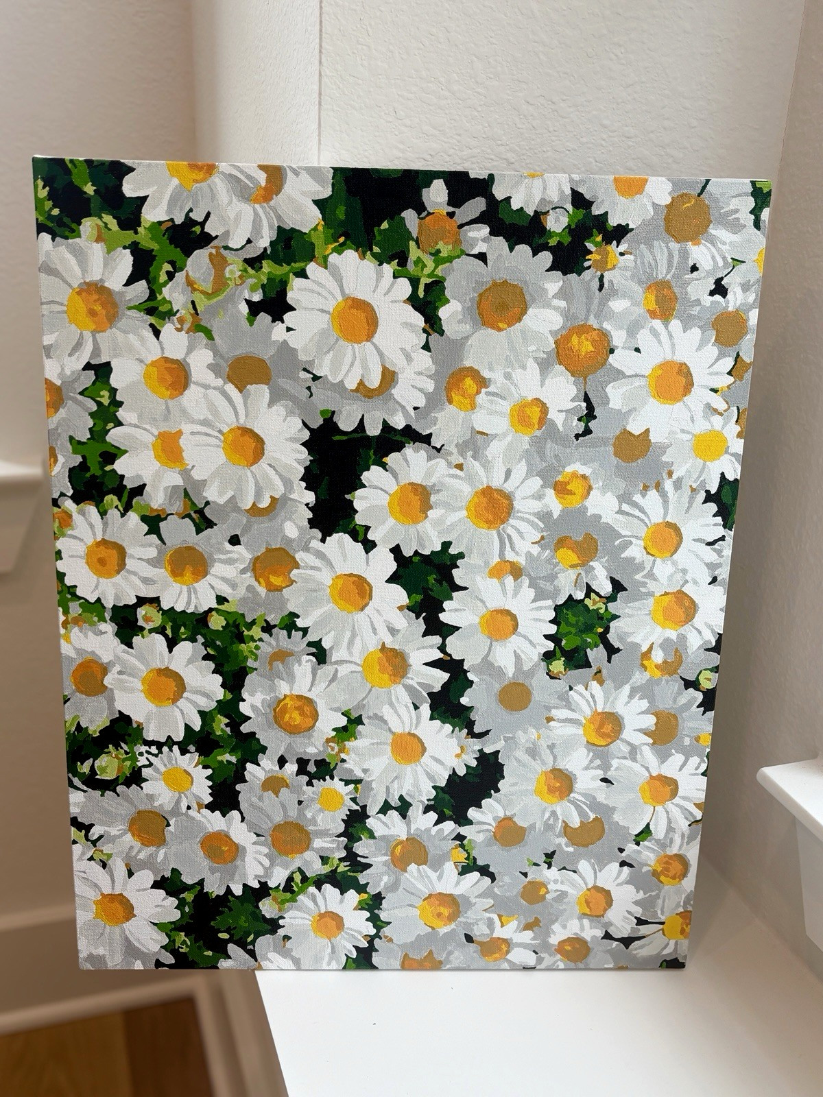 Hand Painted Daisy Canvas Art 'Finished Paint' by Number Floral Wall Decor gallery