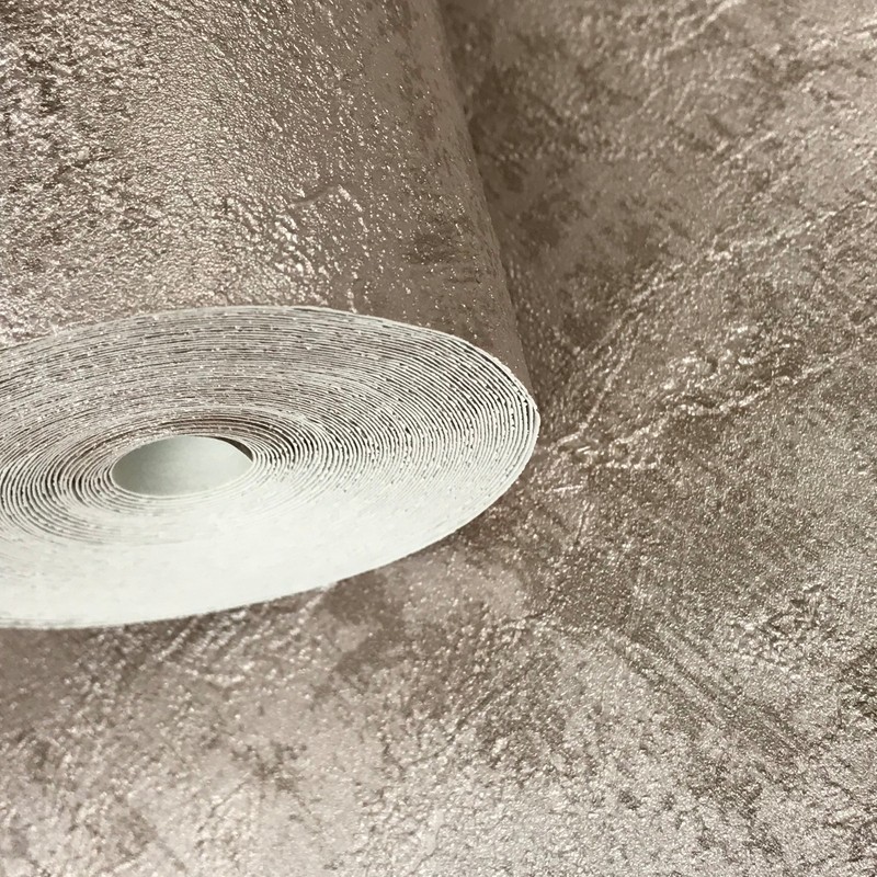 Modern Wallpaper textured rolls Rose gold pink Metallic plain plaster Concrete gallery