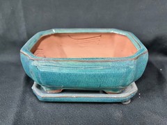 6″ Ceramic Bonsai Succulent Planter Pot Antiqued Aqua