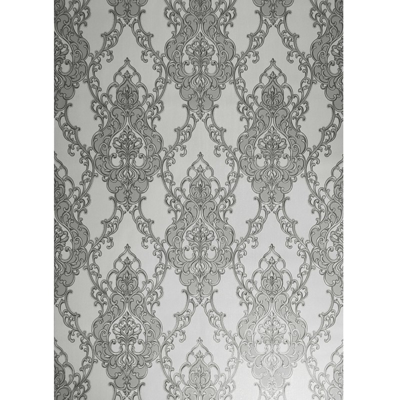 Embossed Victorian Vintage damask white gray bronze gold Textured Wallpaper roll gallery
