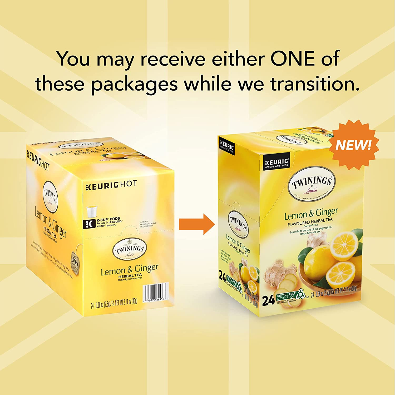 Twinings Lemon & Ginger Herbal Tea K-Cup Pods for Keurig, 24 Count (Pack of 1) gallery