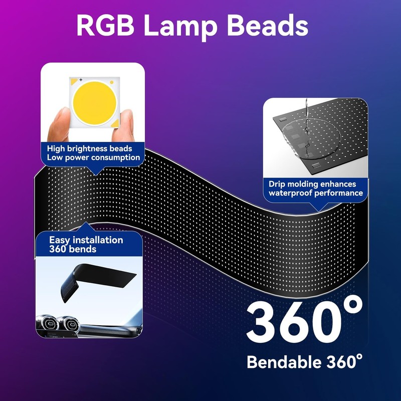 LED Sign - APP Control Scrolling&Stationary Display DIY 37x8in, Black gallery