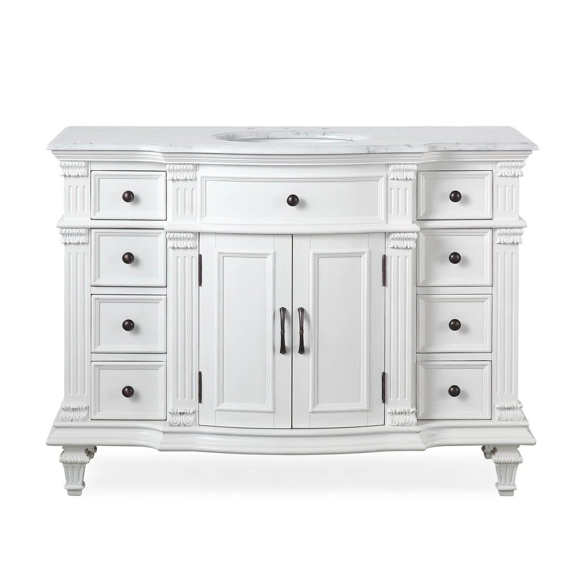 Olague 48'' Single Bathroom Vanity Carrara Marble Top by Fleur De Lis Living gallery