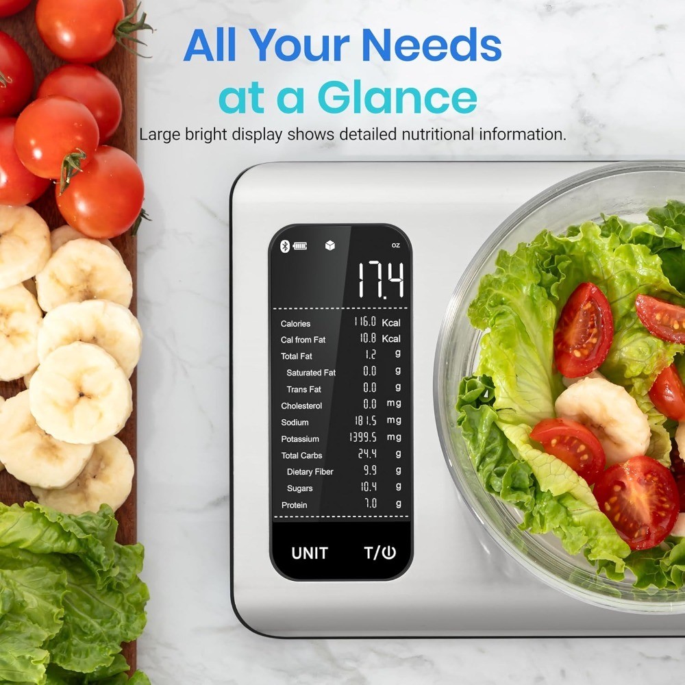 Smart Food Kitchen Scale with Nutritional Calculator, Free App with 19 gallery