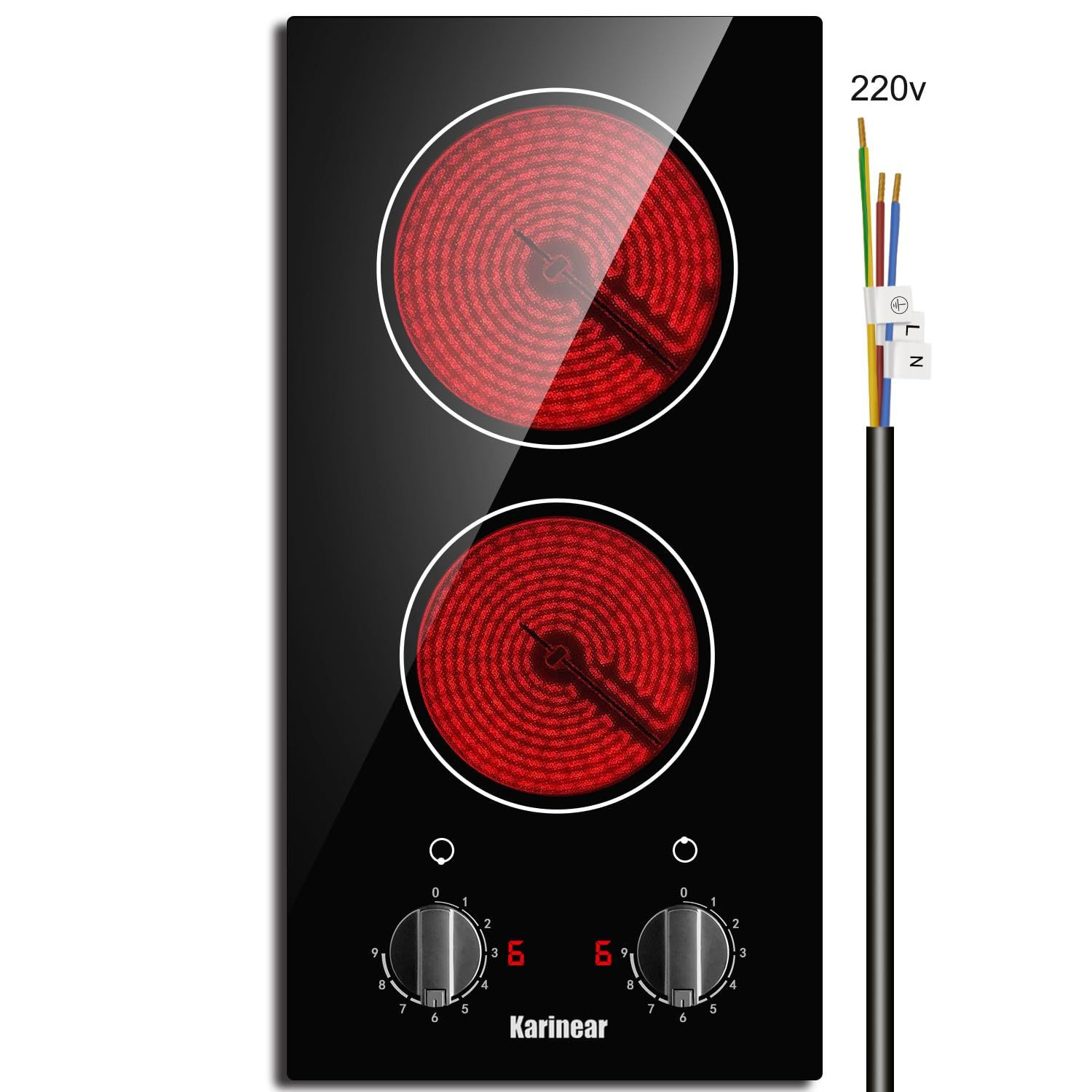 Karinear 2 Burner Electric Cooktop 12 Inch Built-in 12 inch-knob, 2-Zones gallery