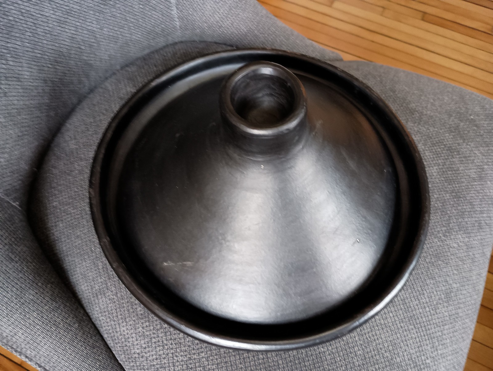 Columbian Black Clay Ceramic Tagine - never used - lead-free matte finish gallery