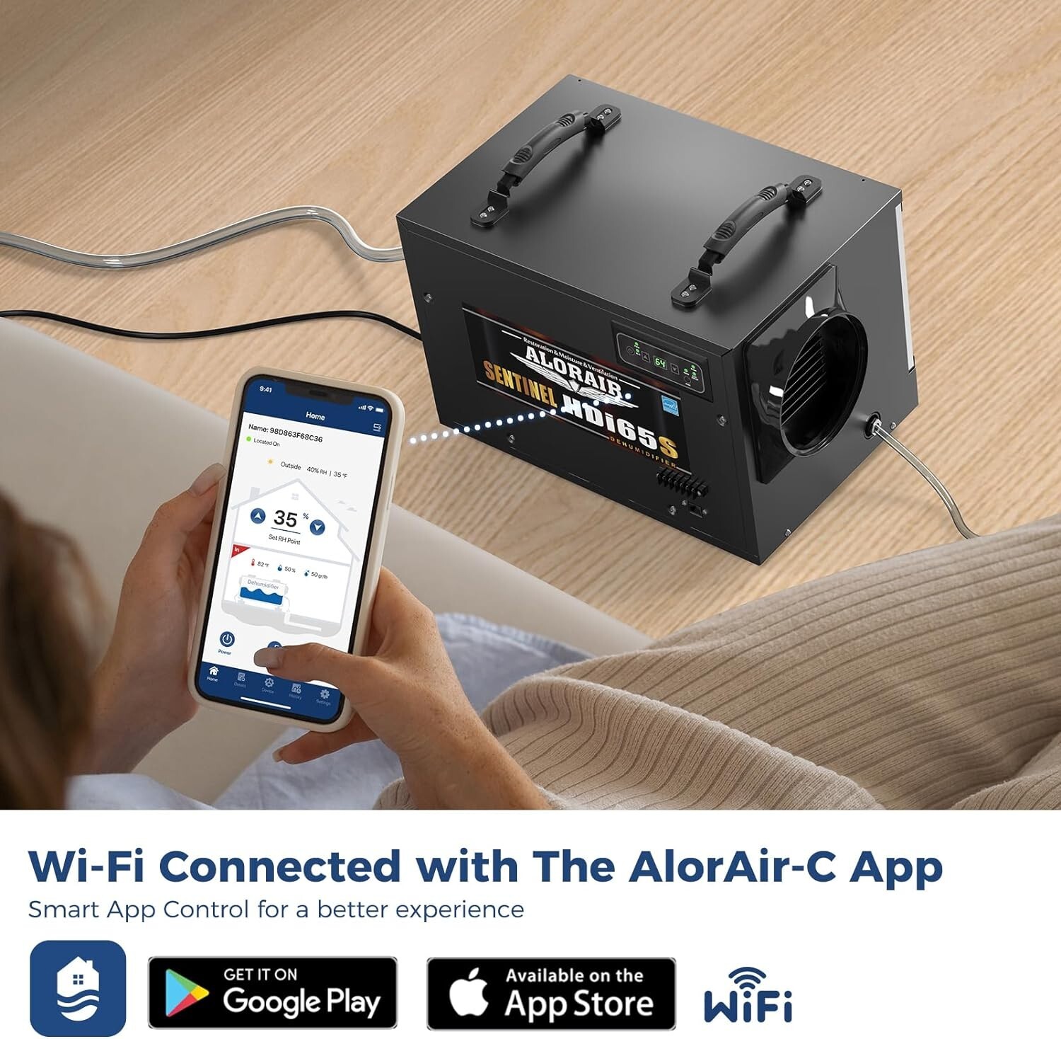 ALORAIR HDi65S 120PPD WiFi Crawlspace Dehumidifier 1300sq w/Pump 5-year Warranty gallery