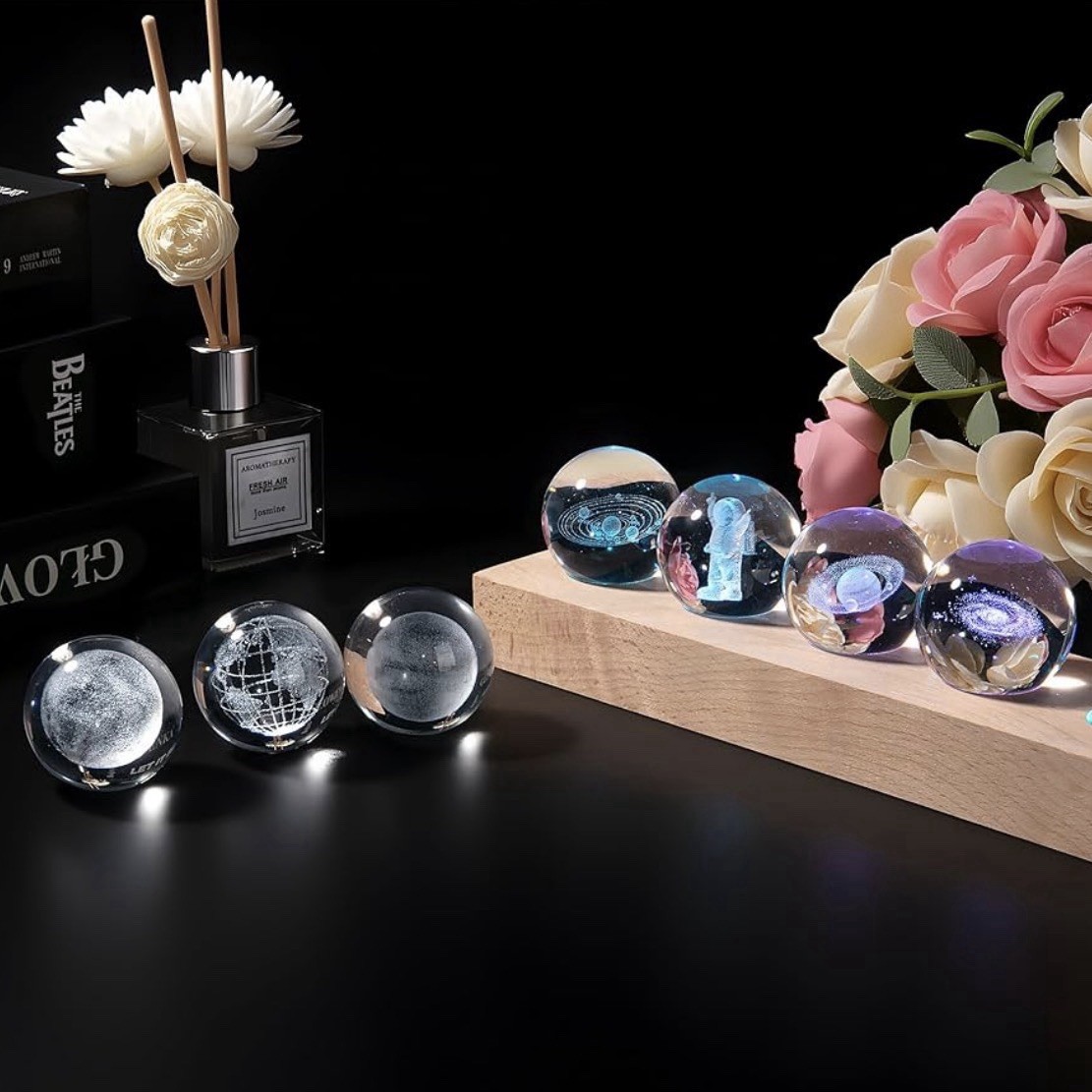 3D LED Night Light Crystal Solar System Crystal Ball Planets Astronomy Gift gallery