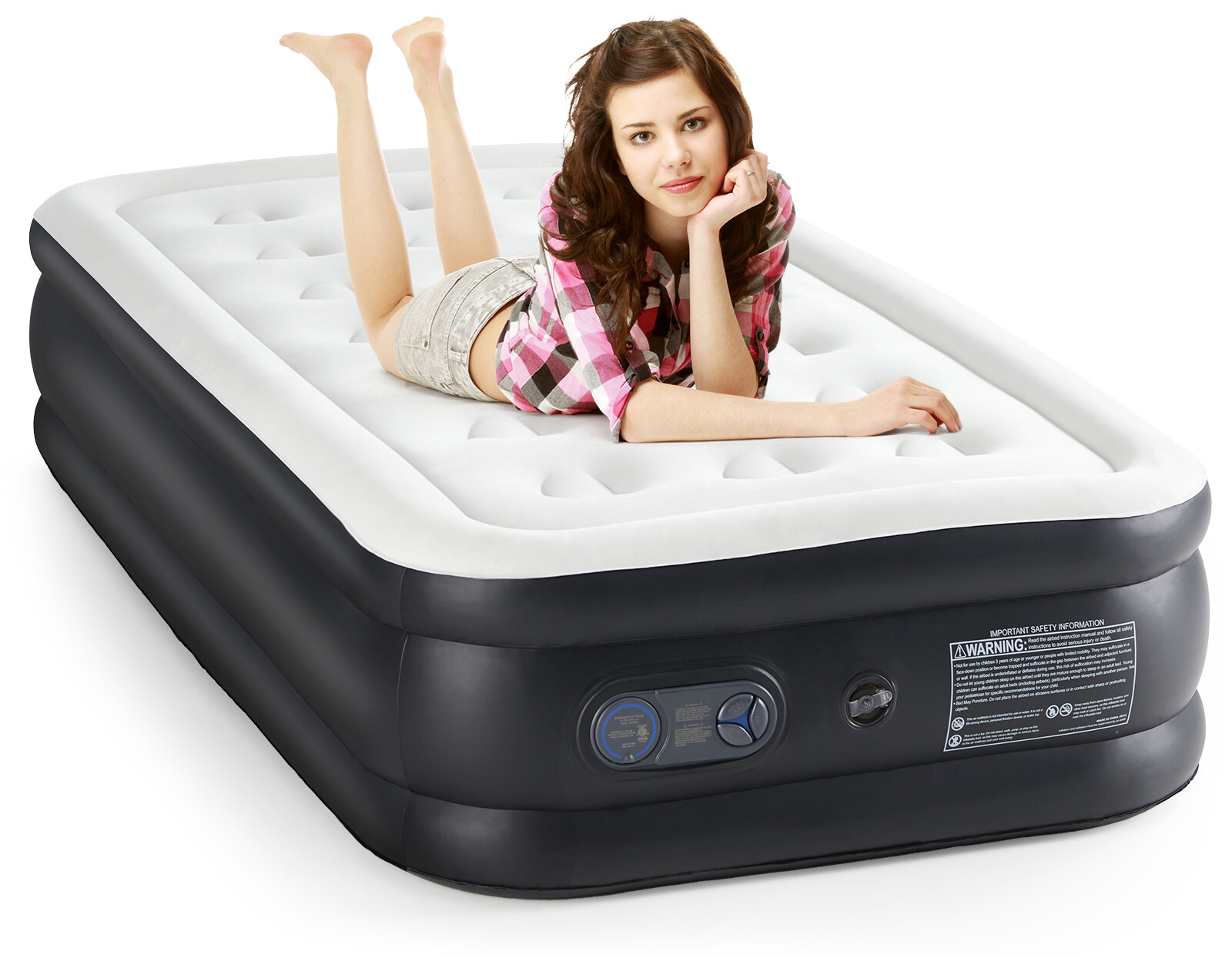 Queen Twin Air Blow Up 16"18"Inflatable Airbed Air Mattress with Built-in Pump gallery