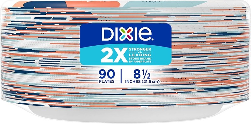 Dixie,Medium Paper Plates, 8.5 Inch, 90 Count, 2X Stronger Microwave-Safe gallery