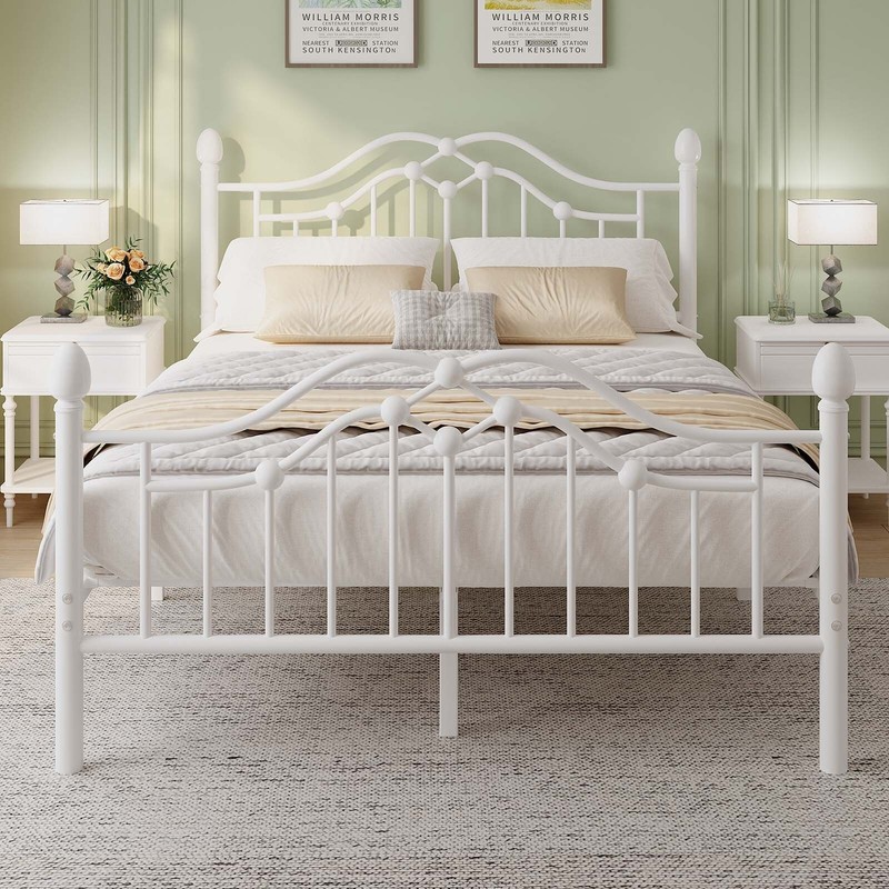 Metal Twin Full Queen Bed Frame with Footboard＆Headboard＆Metal Frame Support gallery