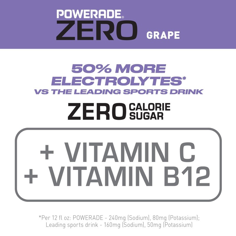 POWERADE Electrolyte Enhanced Zero Sugar Grape Sports 20 Fl Oz (Pack of 8) gallery