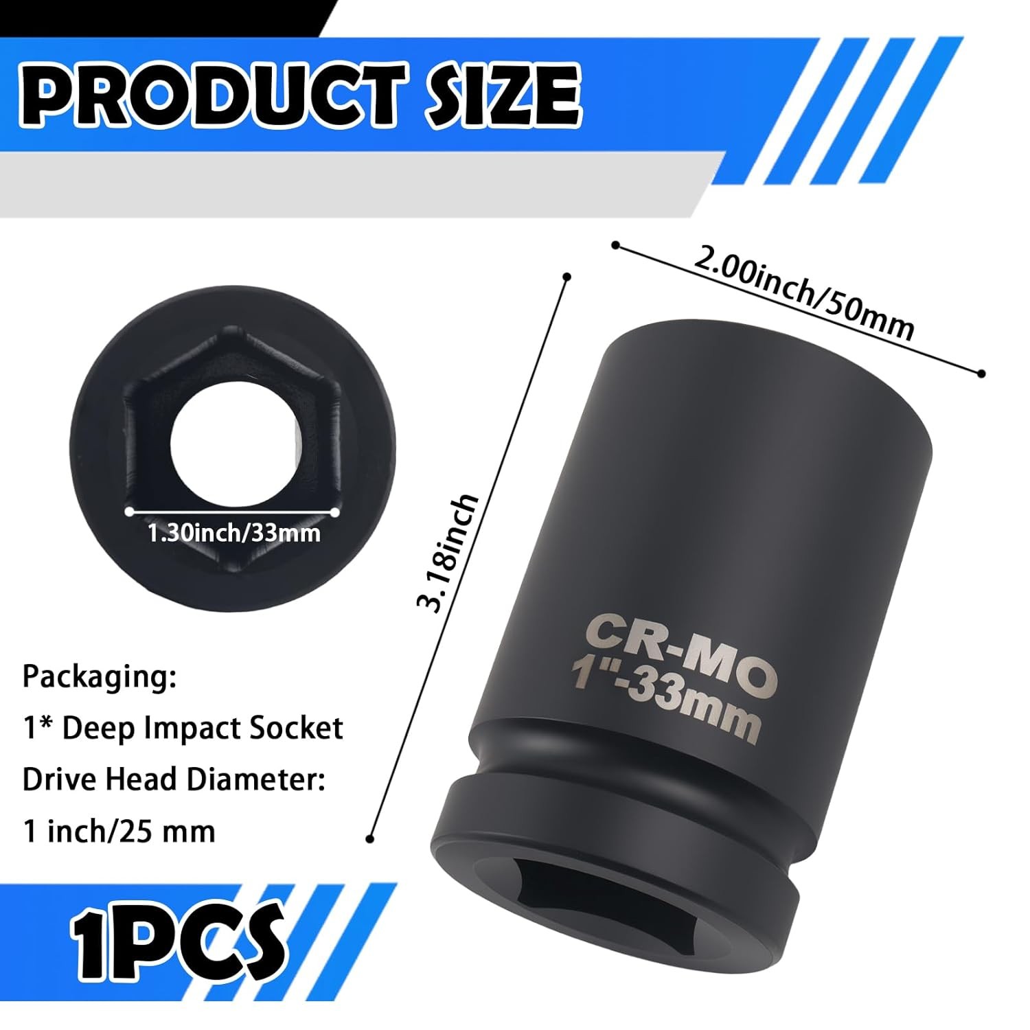 33mm Deep Impact Socket 1 Inch Drive 6 Point Metric Deep Well gallery