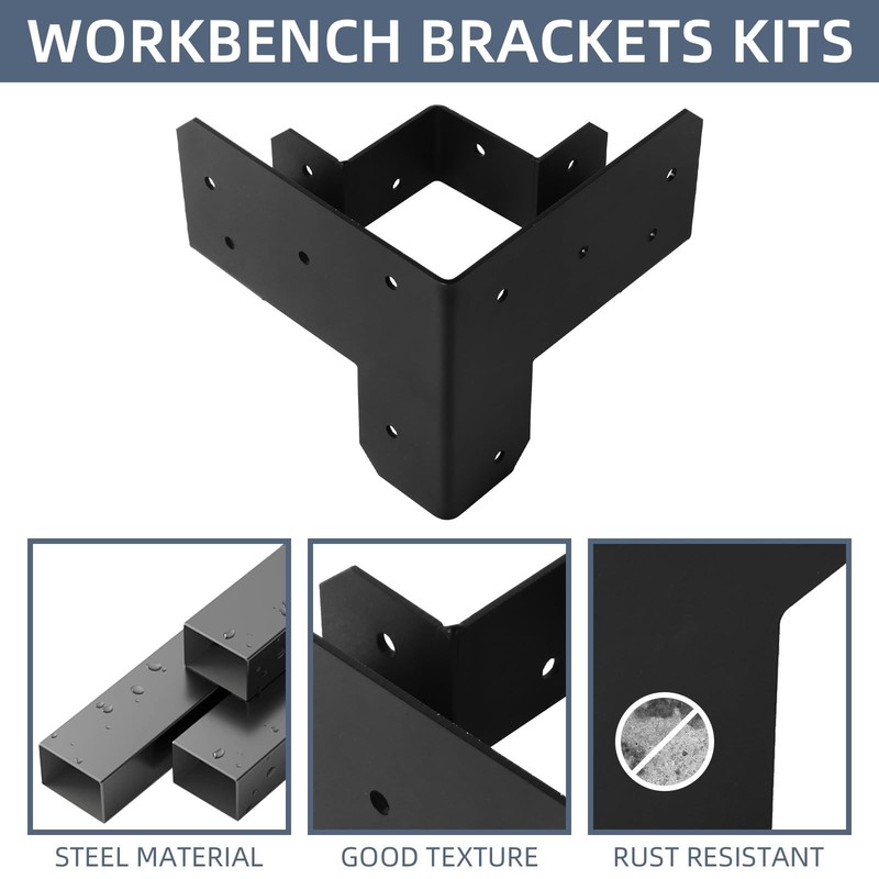 4 PCS Workbench Brackets Kit 3-Way Workbench Corner Brackets Fits 4x4 2x4 Woo... gallery