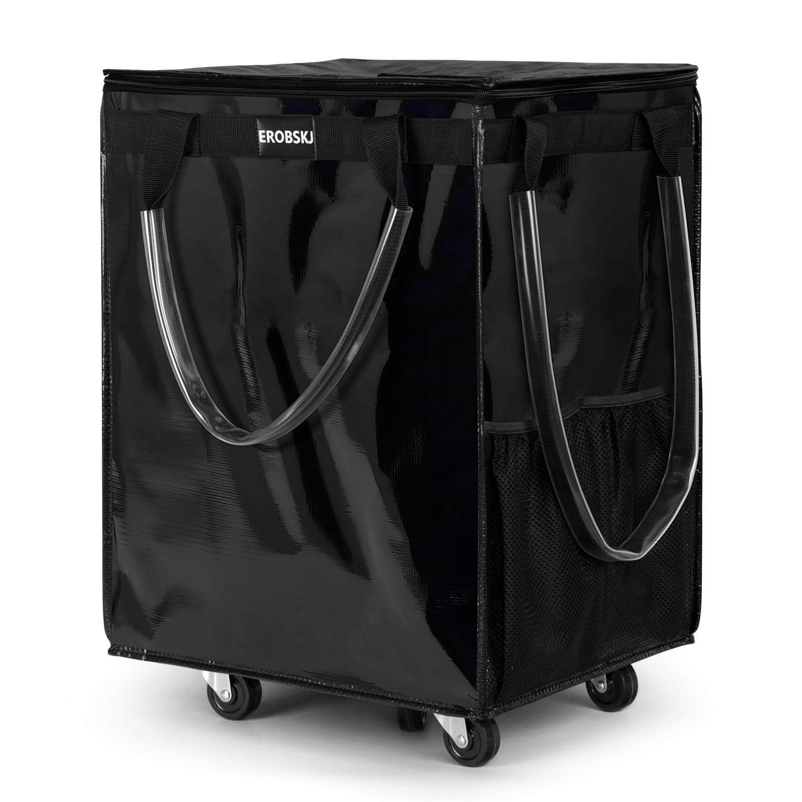 (Large,Black) Reusable Grocery Bag on Wheels, Foldable Rolling Tote, Carries ... gallery