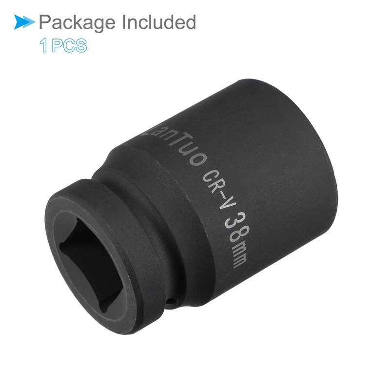 6-Point Impact Socket 1" Drive 38mm Socket CR-V Radiused Standard Metric Socket gallery