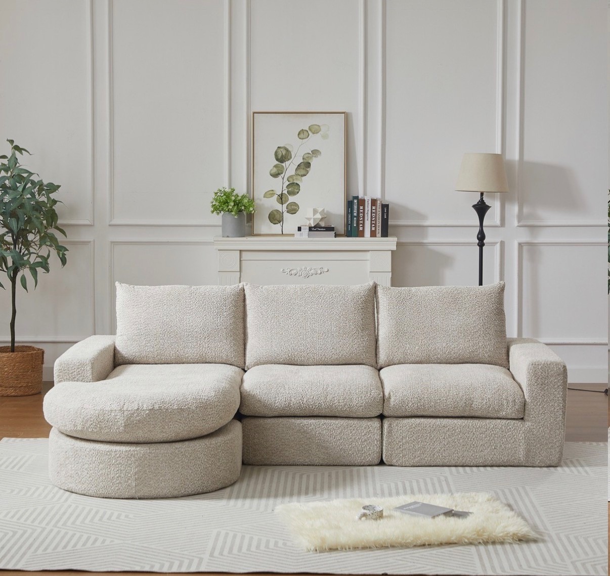 99" Sectional L-Shaped Sofa Couch, Chenille Cloud Curved Sectional Sofa with Cha gallery