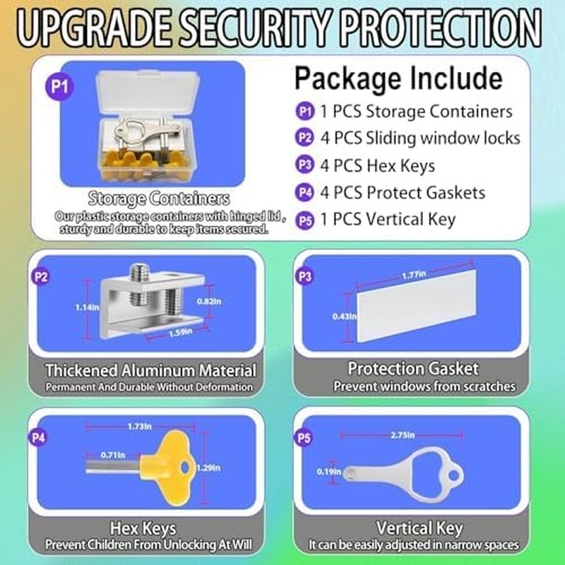 Window Locks,4 Sets Sliding Window Safety Locks with Key for up and down Windows gallery