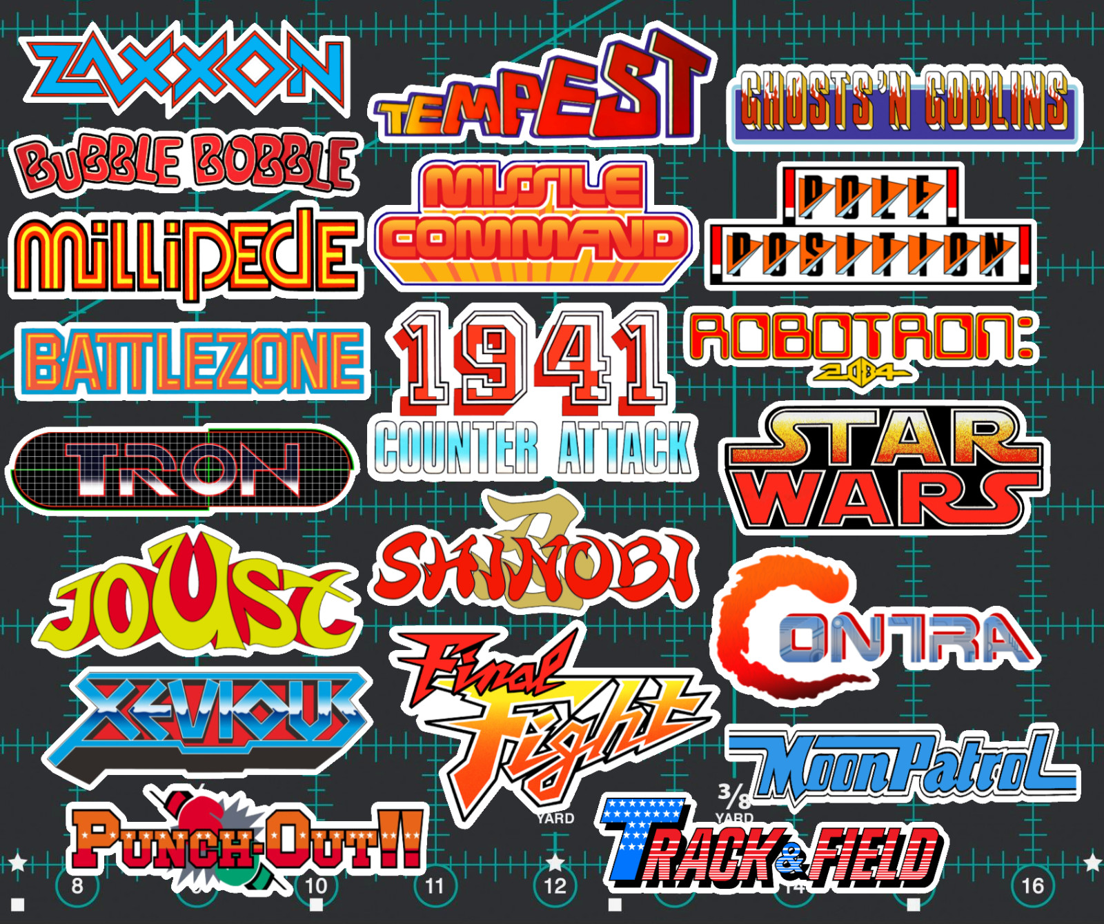 20 Classic Arcade Logo Stickers - White, Clear or Holographic - Atari Vinyl gallery