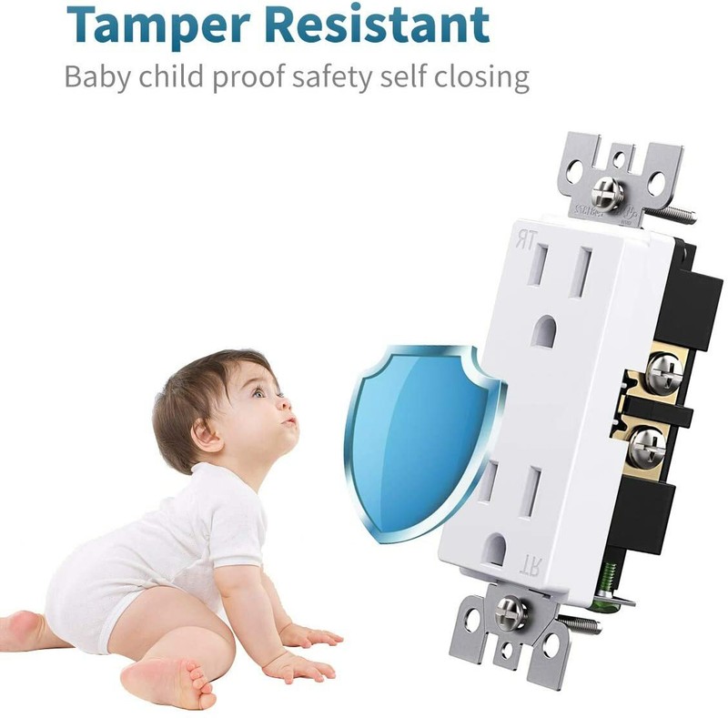 10Pack Outlet Socket, Decora Duplex Receptacle 15 Amp, 125 Volt Tamper Resistant gallery