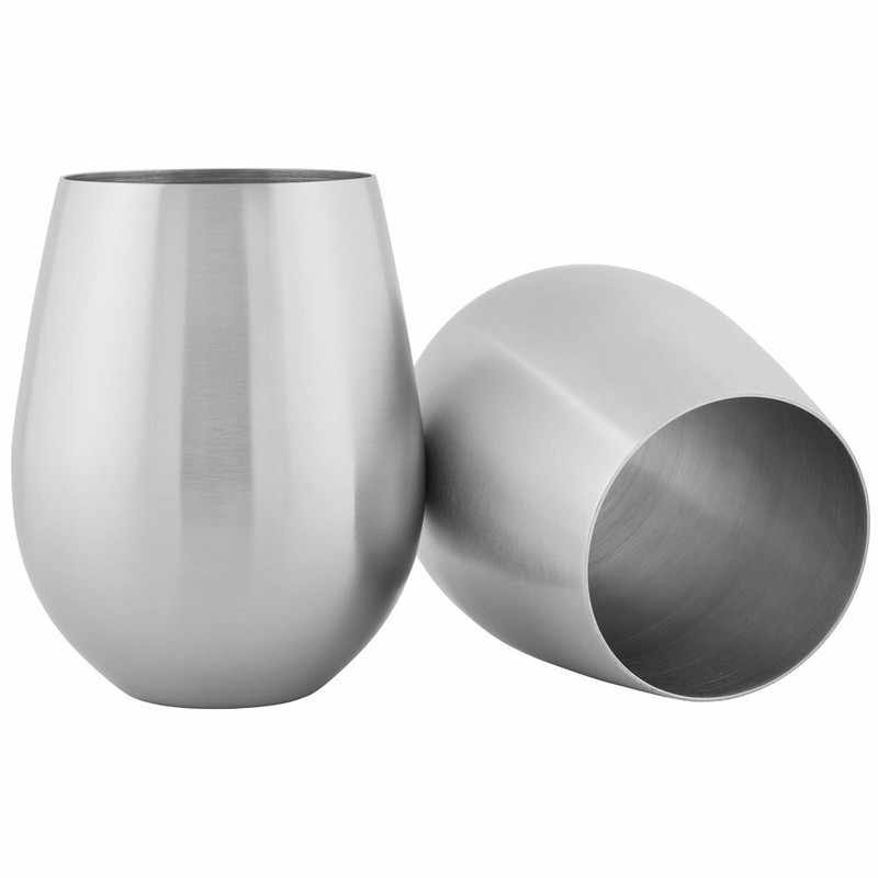 Stainless Steel Stemless Wine Glasses (4 Glasses) gallery