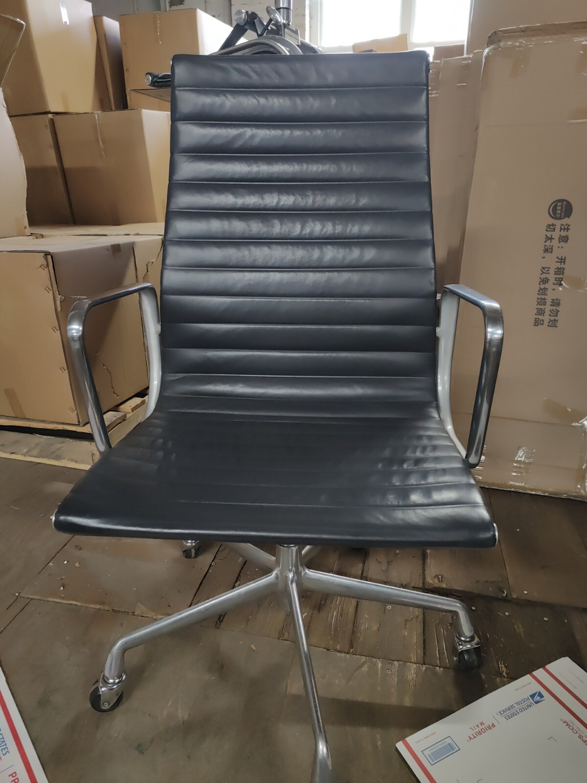 1992 Eames Herman Miller High Executive Aluminum Group Desk Chair leather EA337 gallery