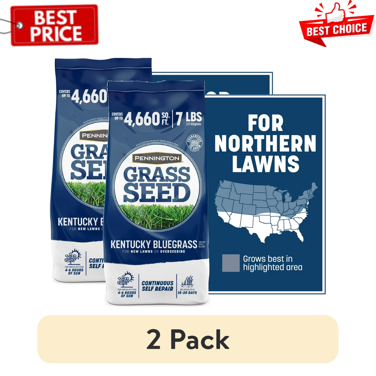 2Pack Pennington Kentucky Northern Grass Seed Mix for Sun to Partial Shade, 7 lb gallery