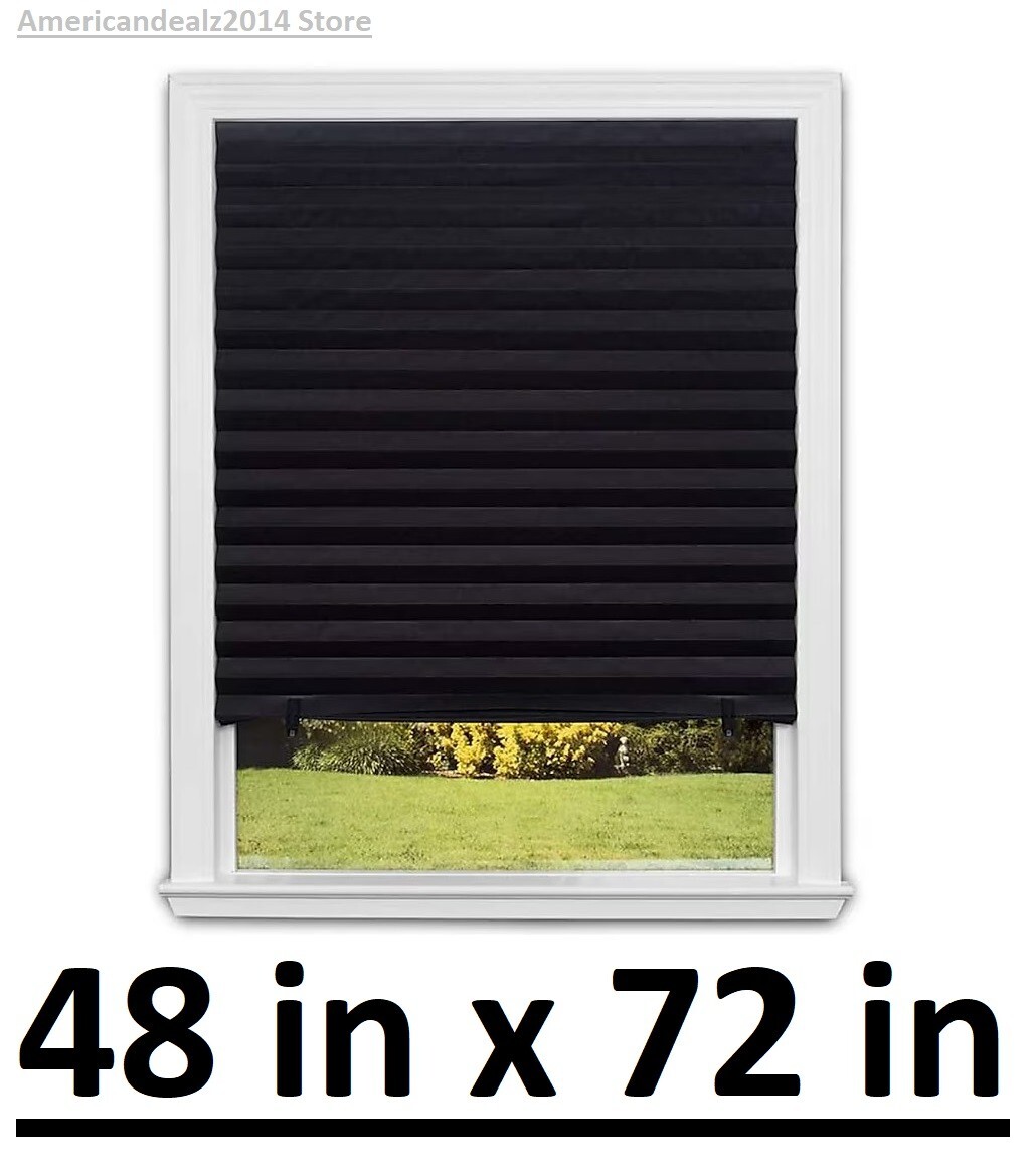 Redi Shade Blackout Pleated Paper Cordless Shade Black Blinds, 48 x 72 in gallery