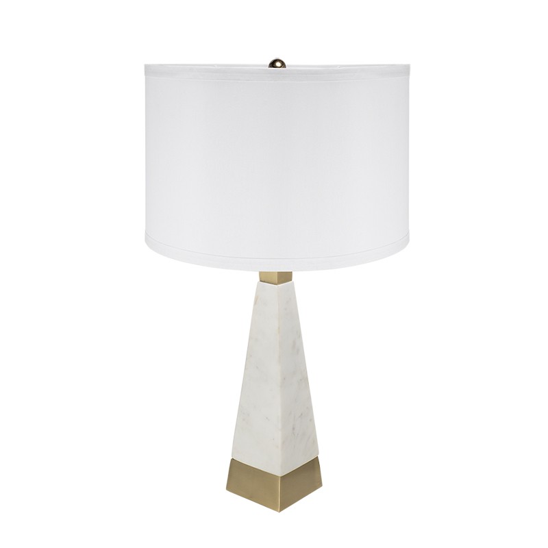 D15x26" White and Gold Thin Pyramid Table Lamp gallery