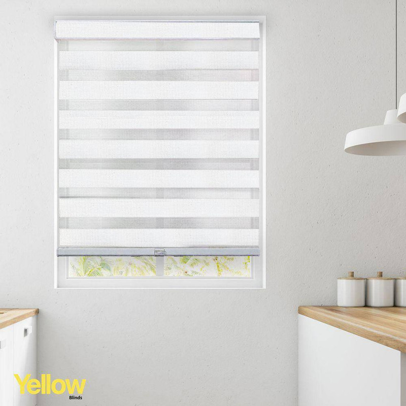 White Cordless Room Darkening Polyester Dual Layer Zebra Roller Shades-69 In. W gallery