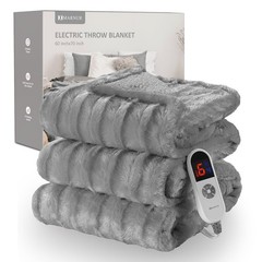 Electric Throw Blanket Extra Large Size, 50″ x 72″ Soft Faux Fur Heated Blanket