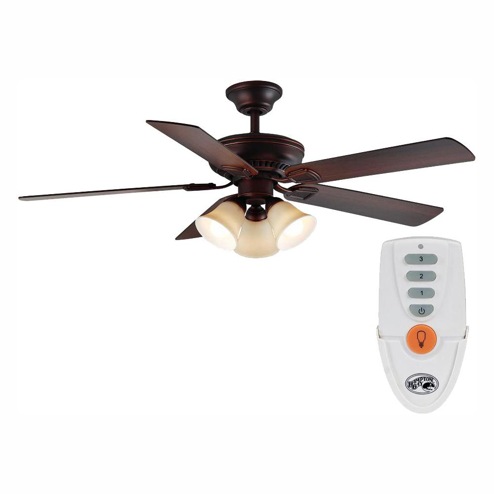 52in Ceiling Fan 5 Blades with LED Light Remote Control Kit Mediterranean Bronze gallery