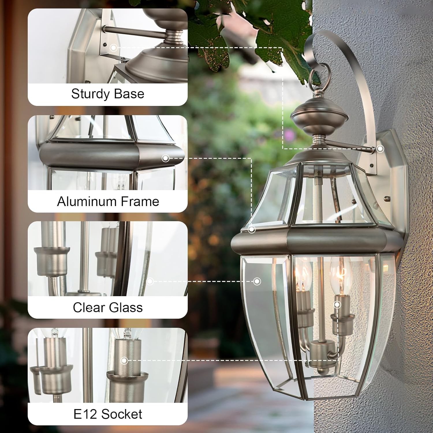 20" Large Outdoor Wall Lights 2-Light Waterproof Sconce E12 #R047 gallery