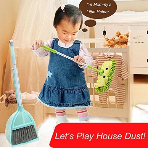 Mini Housekeeping Cleaning Tools Children,3pcs Include Mop,Broom,Dustpan Blue gallery
