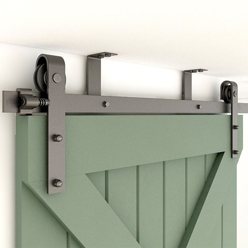 4FT-20FT Ceiling Mount Rail Sliding Barn Door Hardware Kit Track Roller Closet gallery