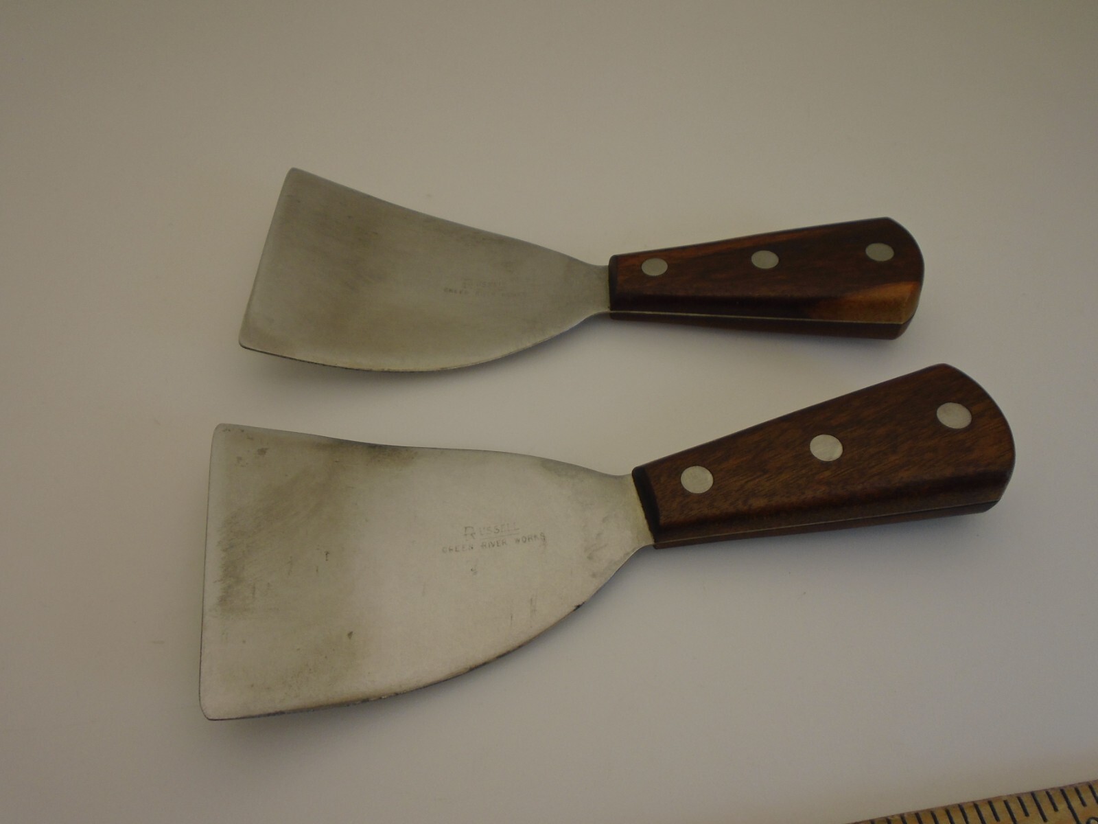 Russell USA (2) 3 in High Carbon Scrapers Curved Arced Stiff Blades Wood Handles gallery