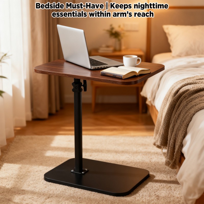Small Side Table for Couch 360° Swivel C Shaped End Table Height Adjustable gallery