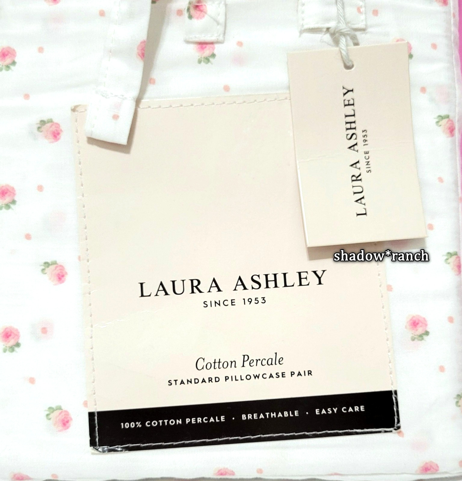 Laura Ashley Sweet Confection Pink Floral Standard Pillowcase Set Farmhouse Chic gallery