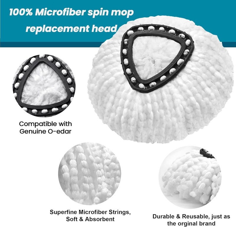 Microfiber Mop Head Replacement 4 Pack for Spin Mops Floor Cleaning gallery