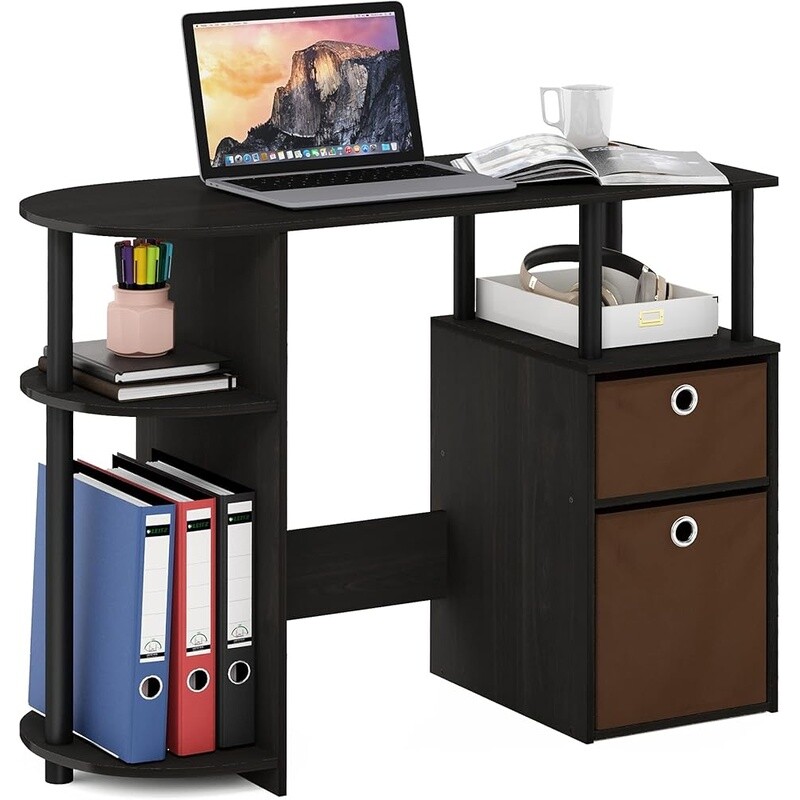 Compact Computer Desk W/ Storage Bins Home Office Study Room Essentials Durable gallery