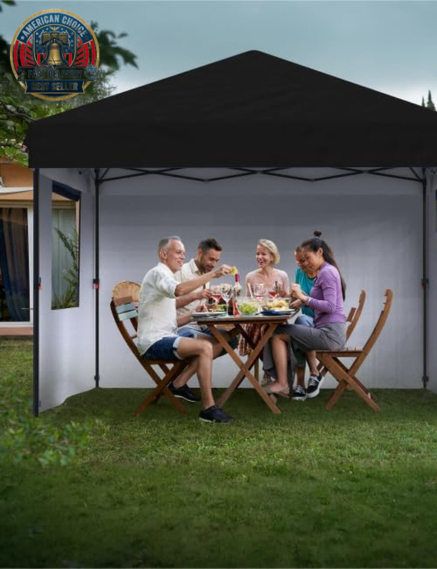 10X10 Pop up Canopy with Removable 4 Sidewalls - Easy up Camping Tent with One B gallery