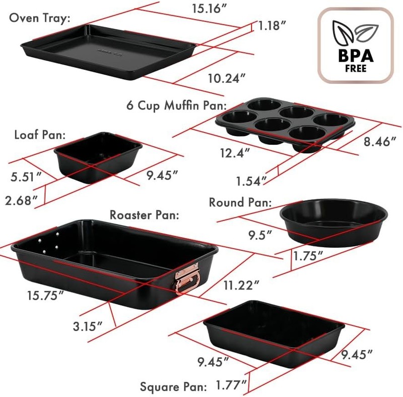 Stackable Nonstick Bakeware Set 8 Piece Baking Pan Set Oven Safe Carbon Steel gallery