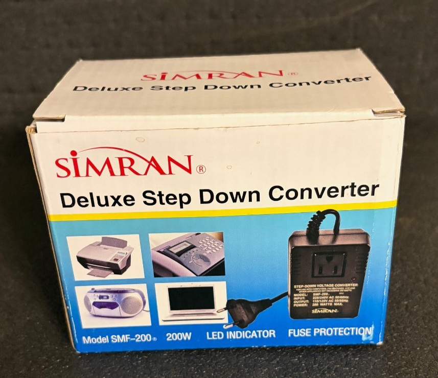 Simran Deluxe Step Down Converter International 220/240V To US 110/120 V SMF-200