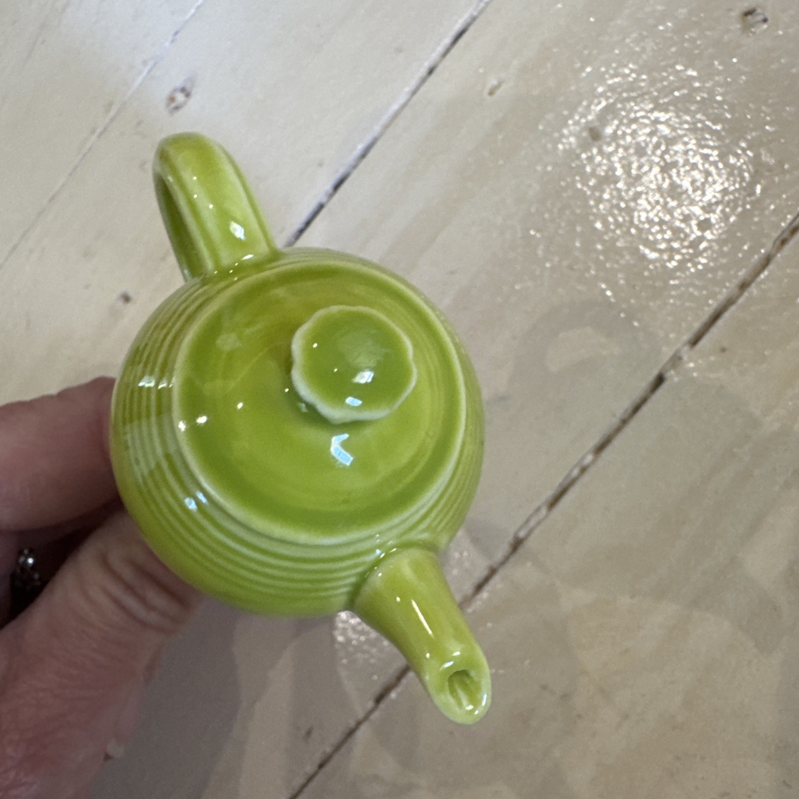 Nora Fleming Mini Green Tea pot For Fiesta Peony Bread Tray Brand New! Mini Only gallery