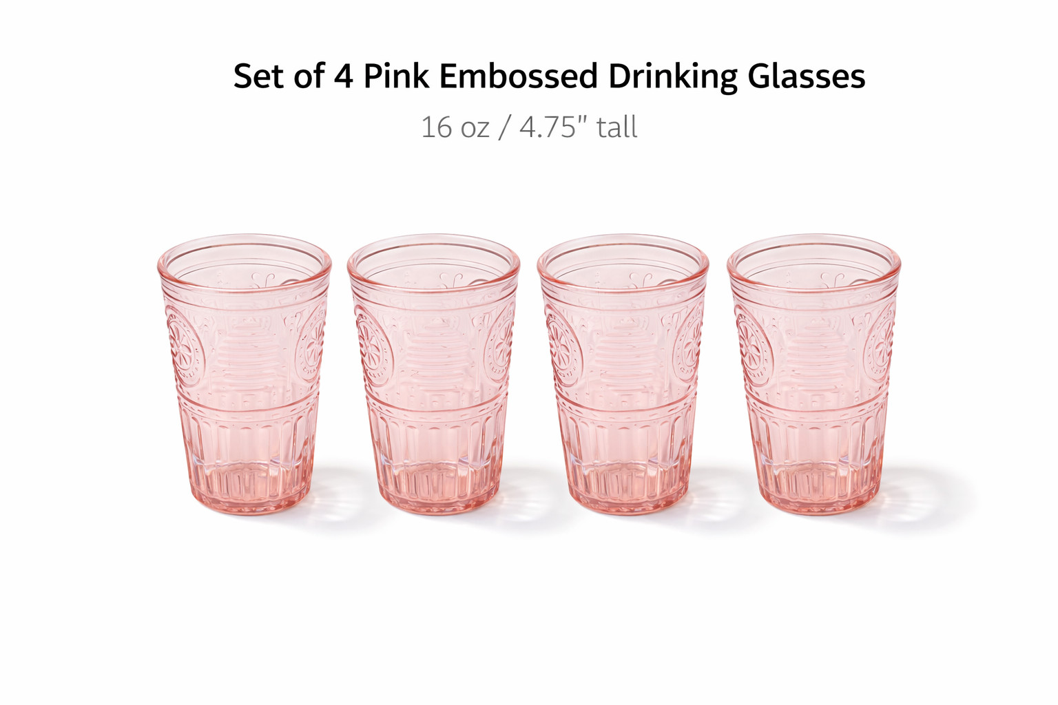 Bormioli Rocco Romantic 4-Piece 11.5 Oz Tumbler Set, Pink Crystal Glass, Italy gallery