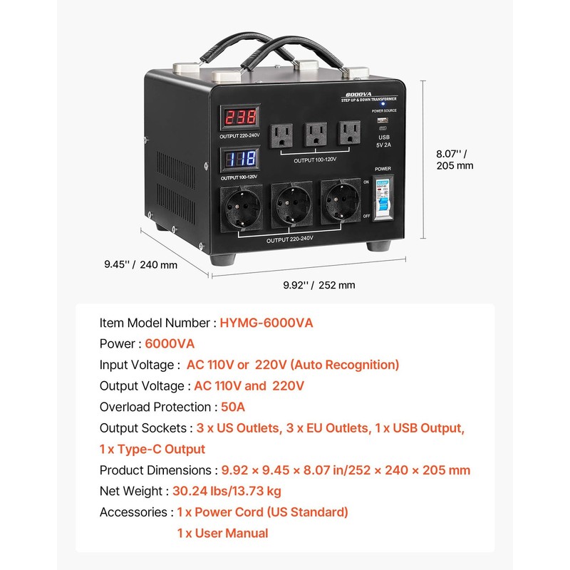 6000VA Automatic Step Up/Down Transformer Converter 110V-220V & 220V-110V gallery