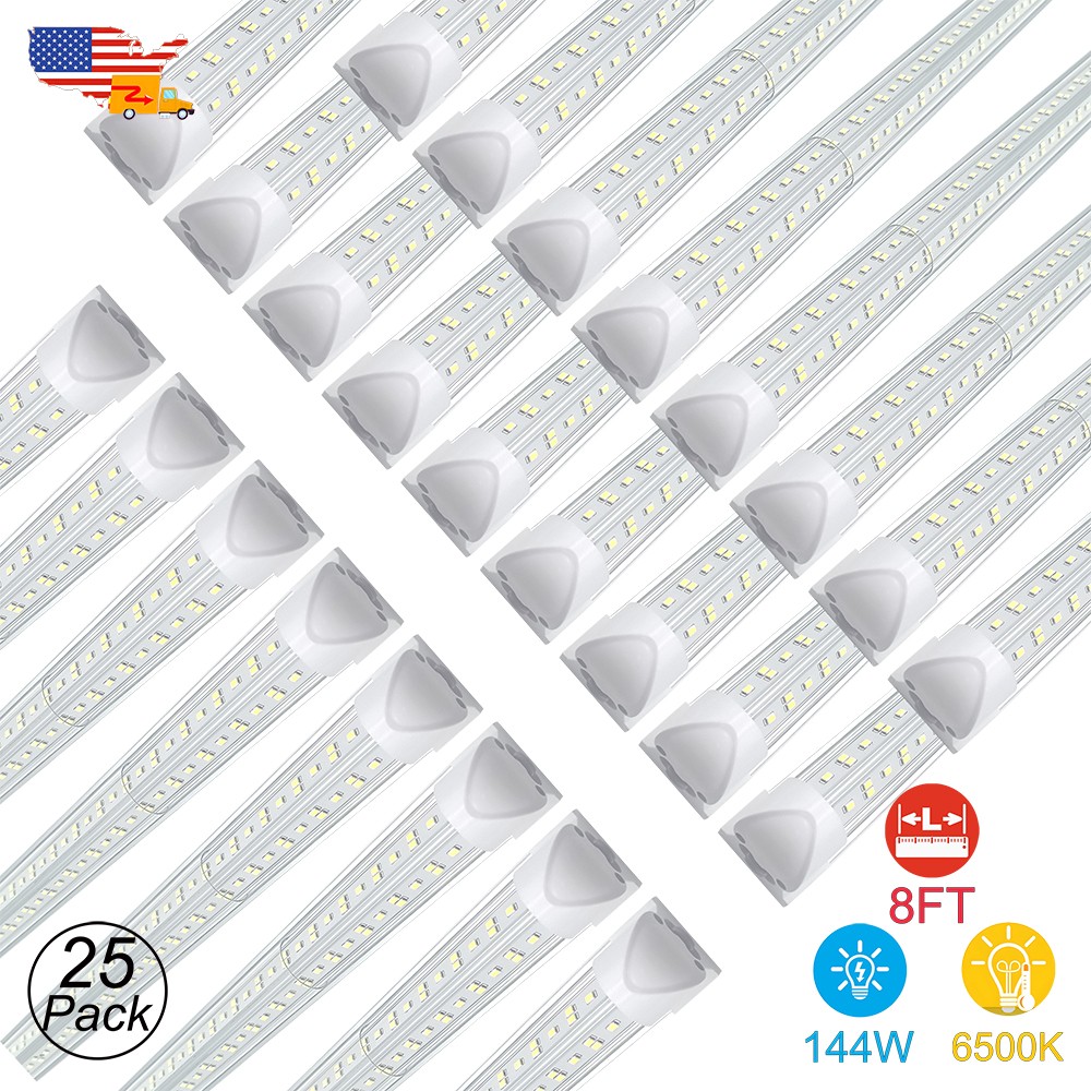 25 Pack 8Ft Linkable Garage Shop Led Light with Fixtures 144W 18000Lm 6500K T8 gallery