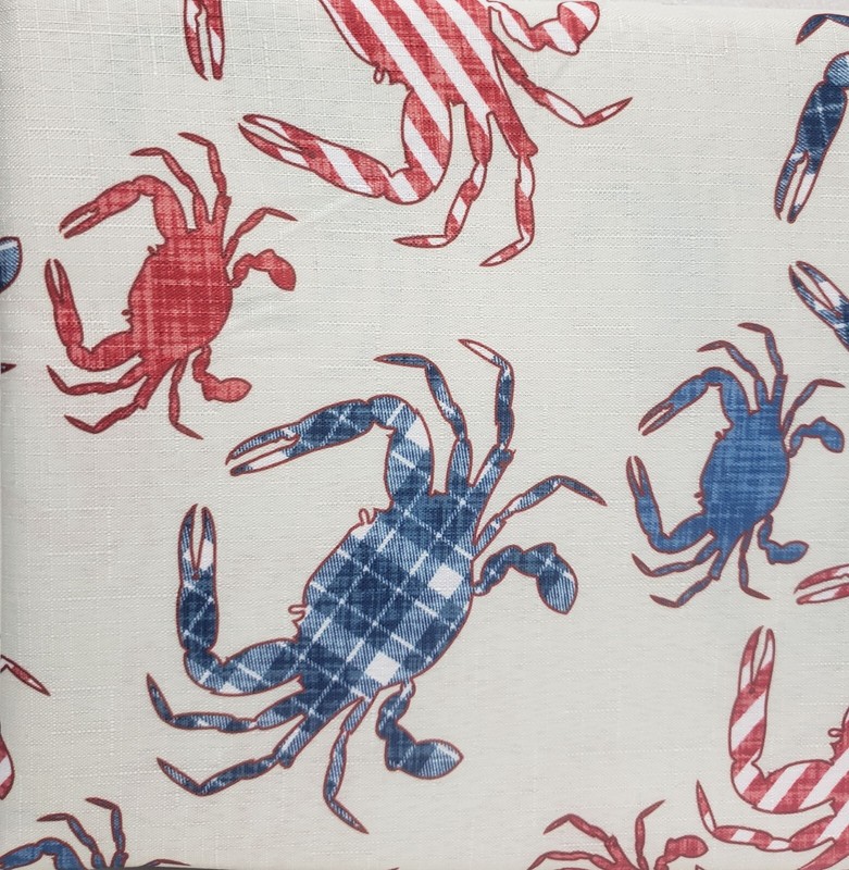 Fabric Tablecloth, 60"x84"Oval, PATRIOTIC, USA FLAG COLORED CRABS, Star Spangled gallery