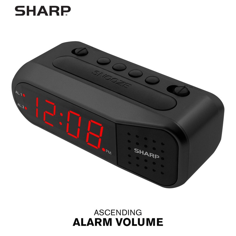 Sharp Easy-Set Digital Alarm Clock for Bedroom – Large Red LED Display, Ascen... gallery